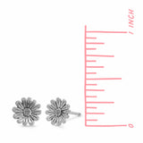 Daisy Flower Stud Earrings with Oxidized Finish