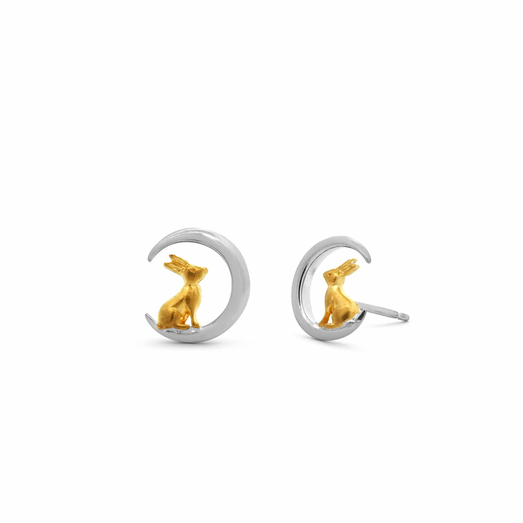 Boma Jewelry Rabbit and Moon Stud Earrings