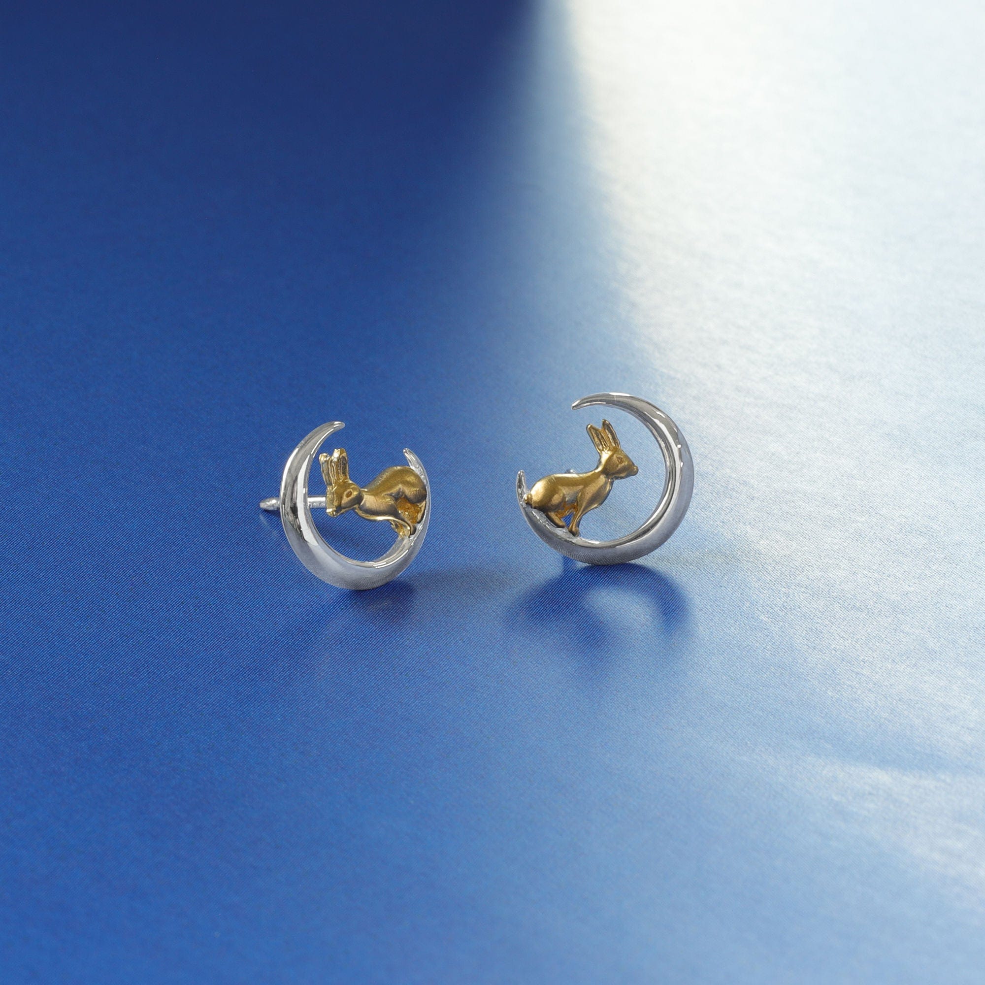 Boma Jewelry Rabbit and Moon Stud Earrings