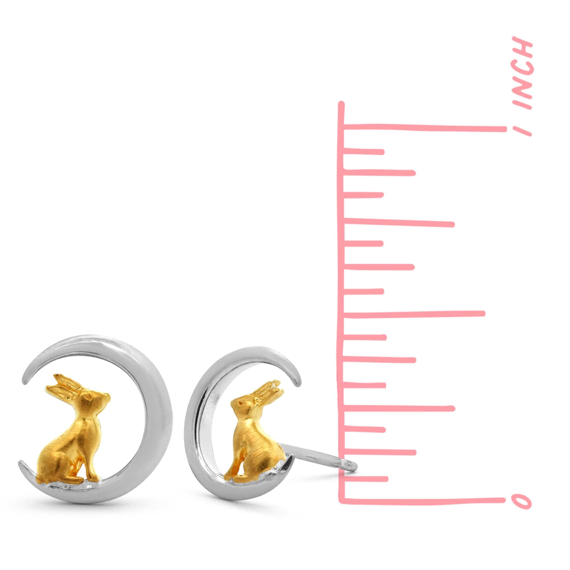 Boma Jewelry Rabbit and Moon Stud Earrings