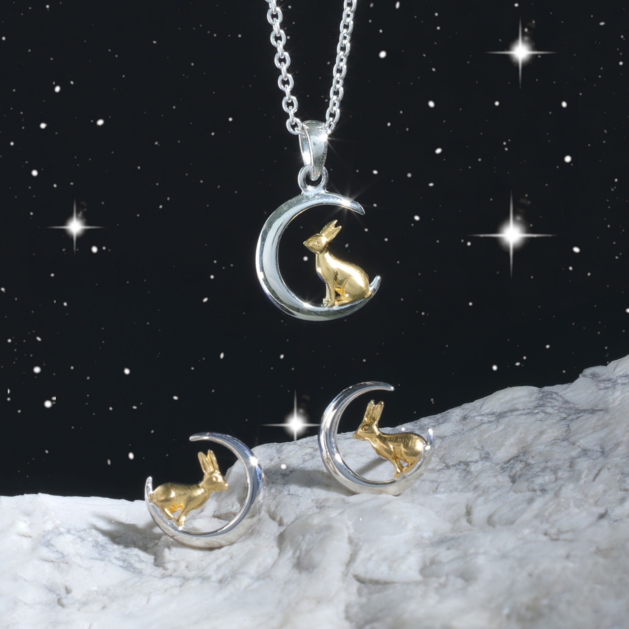 Boma Jewelry Rabbit and Moon Necklace