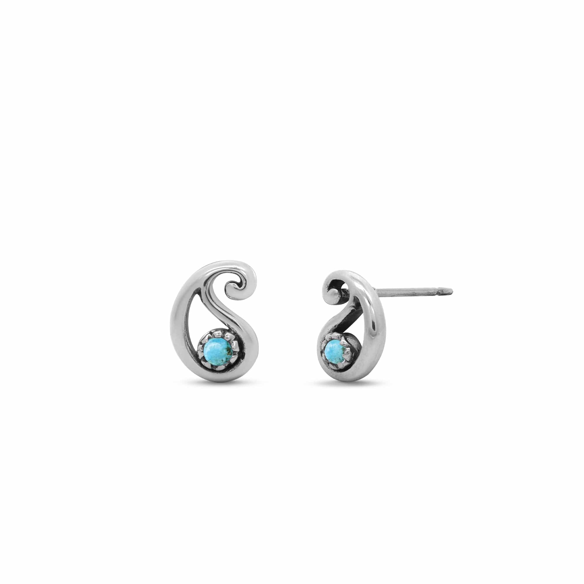 Boma Jewelry Paisly Bohemian Stud Earrings with Stone