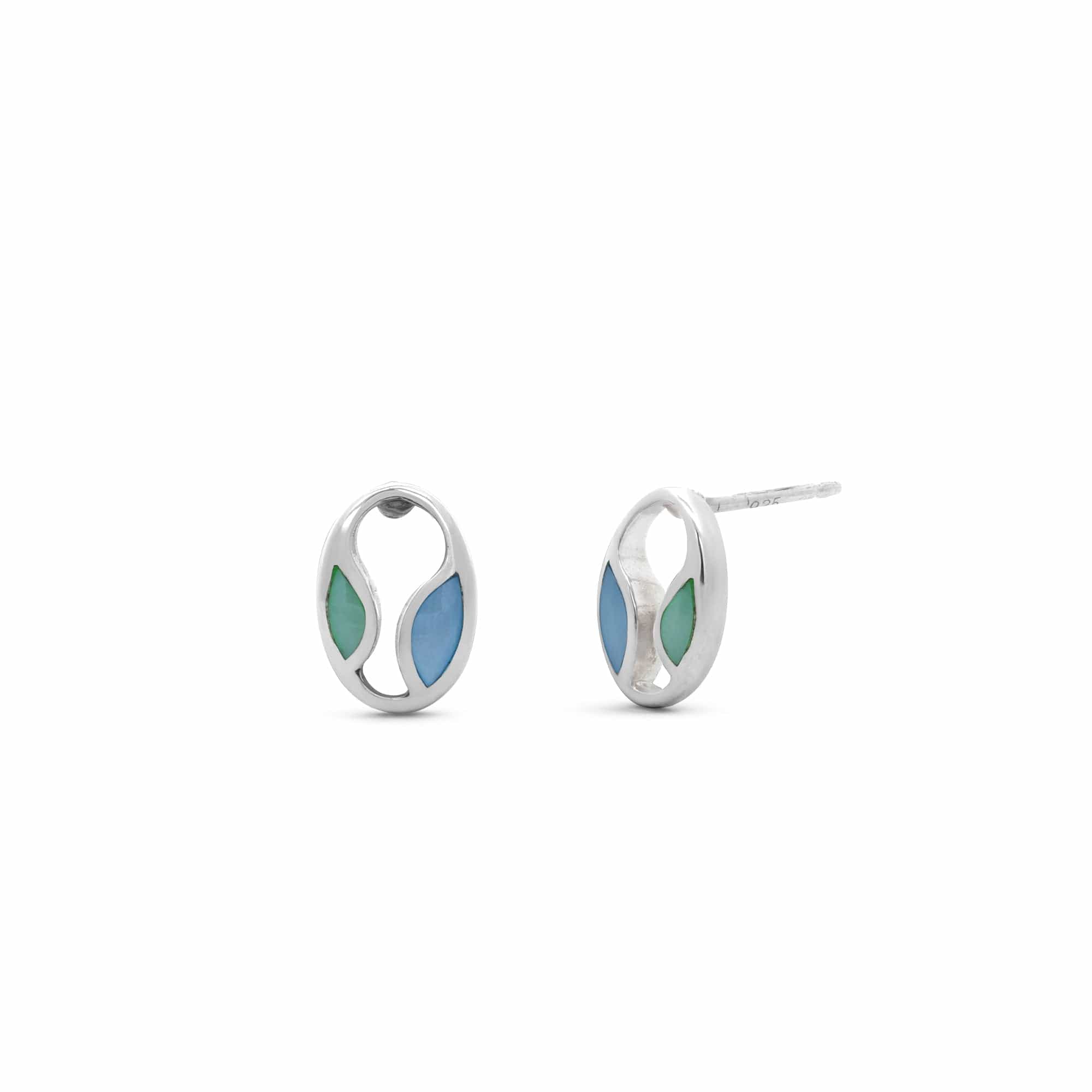 Boma Jewelry Open Oval with Two-Stone Stud