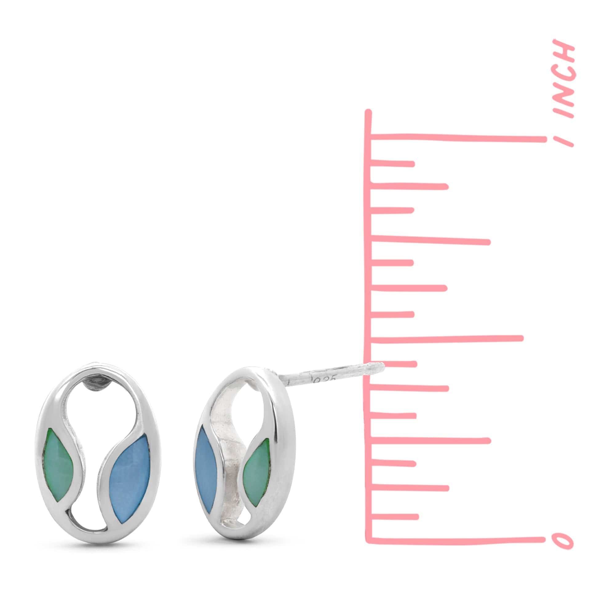 Boma Jewelry Open Oval with Two-Stone Stud