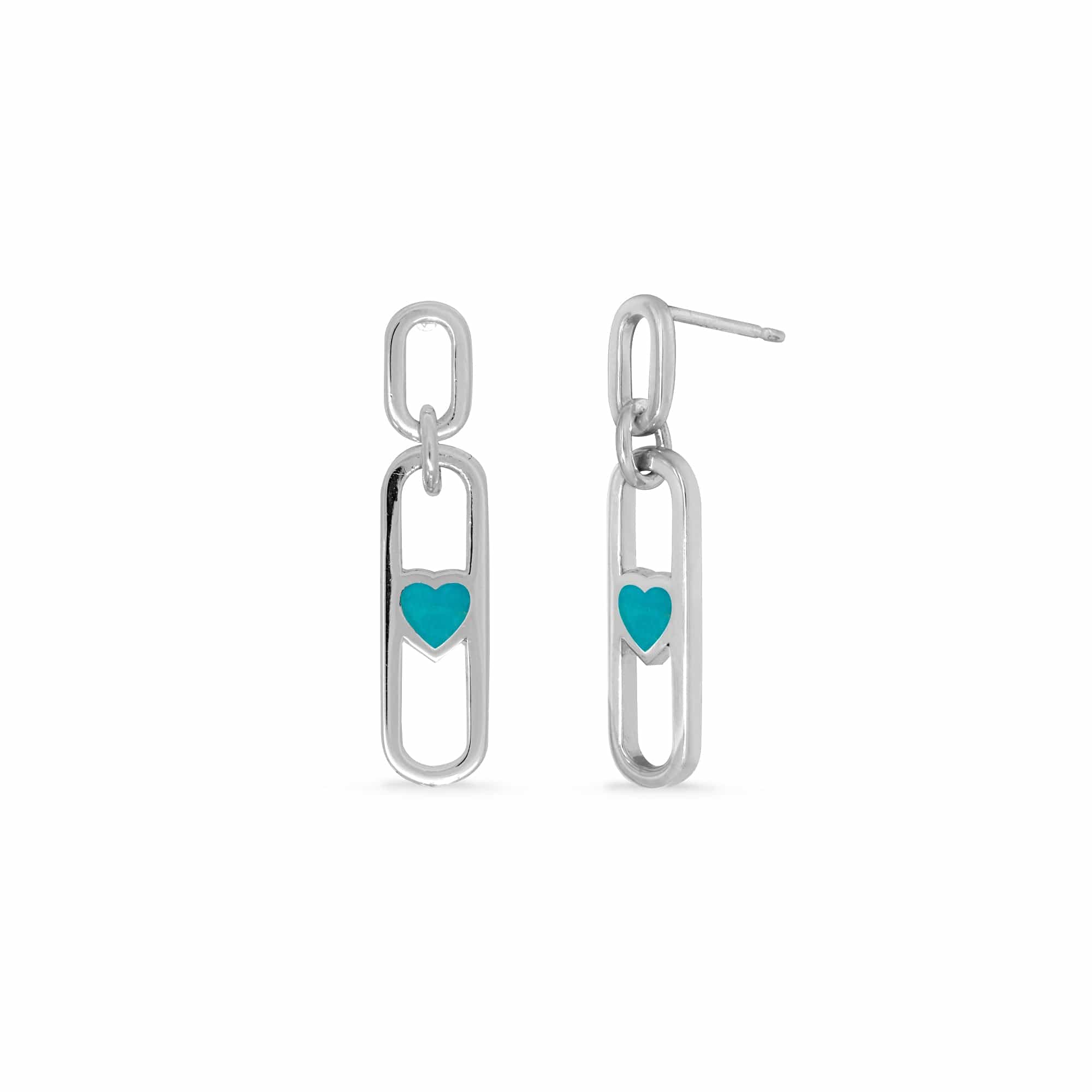 Boma Jewelry Millenial Rectangle Heart Drop Earrings with Stone