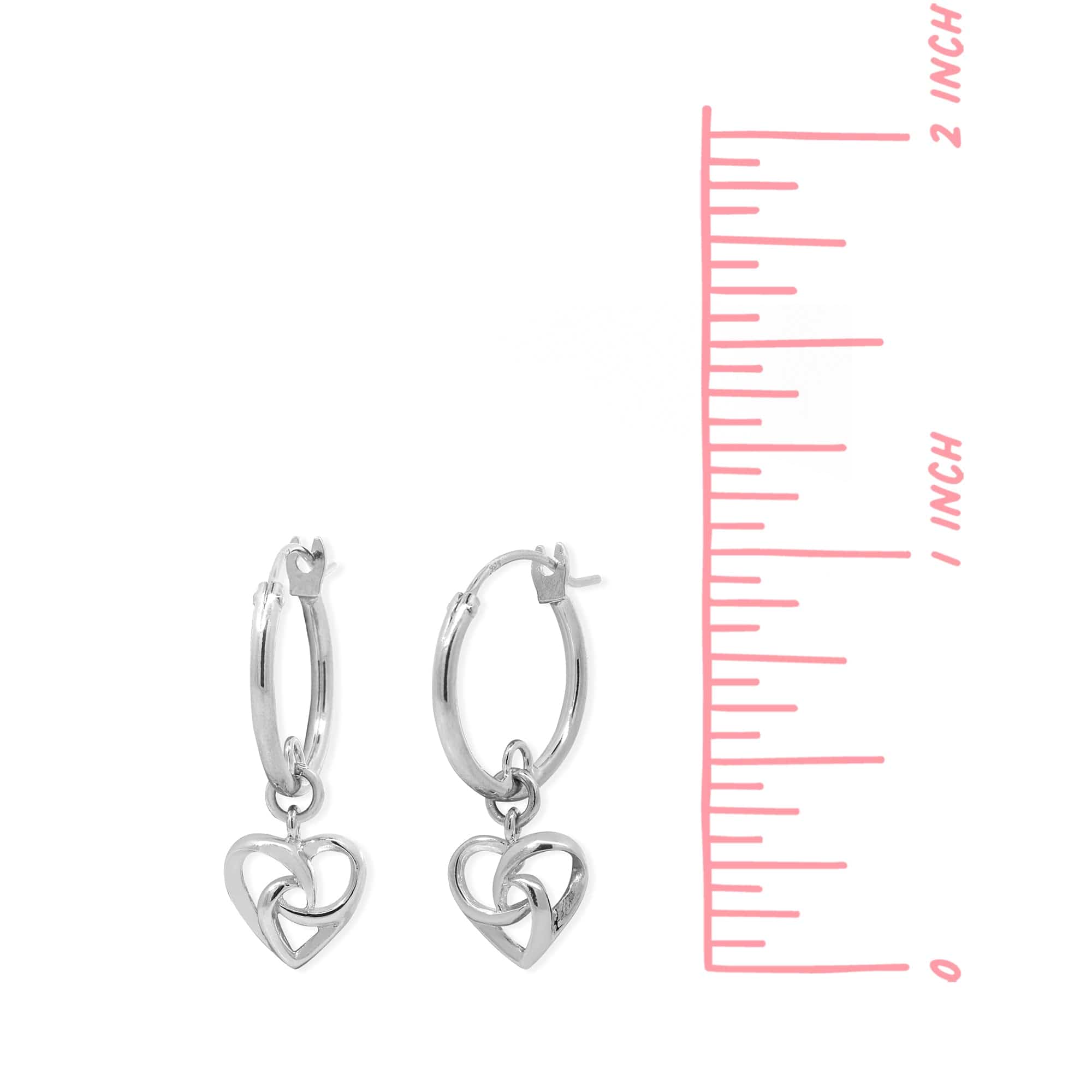 Boma Jewelry Curly Intertwined Heart Hoop Charm Earrings