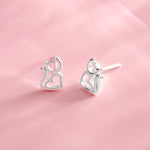 Boma Jewelry Heart-Shaped Cat Earring Studs