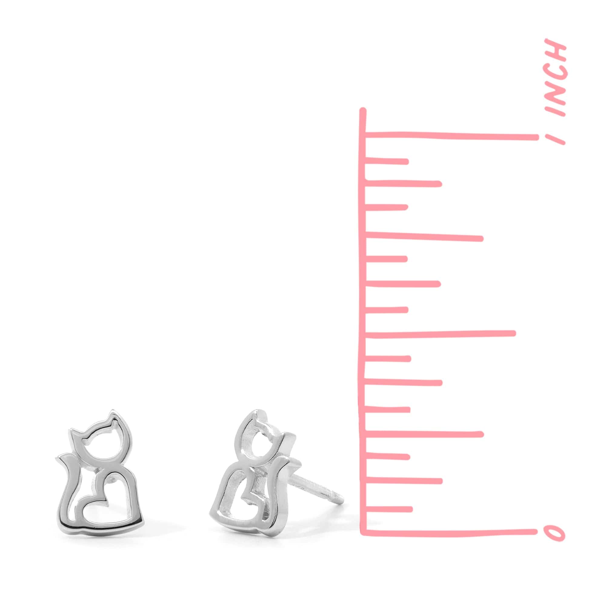 Boma Jewelry Heart-Shaped Cat Earring Studs