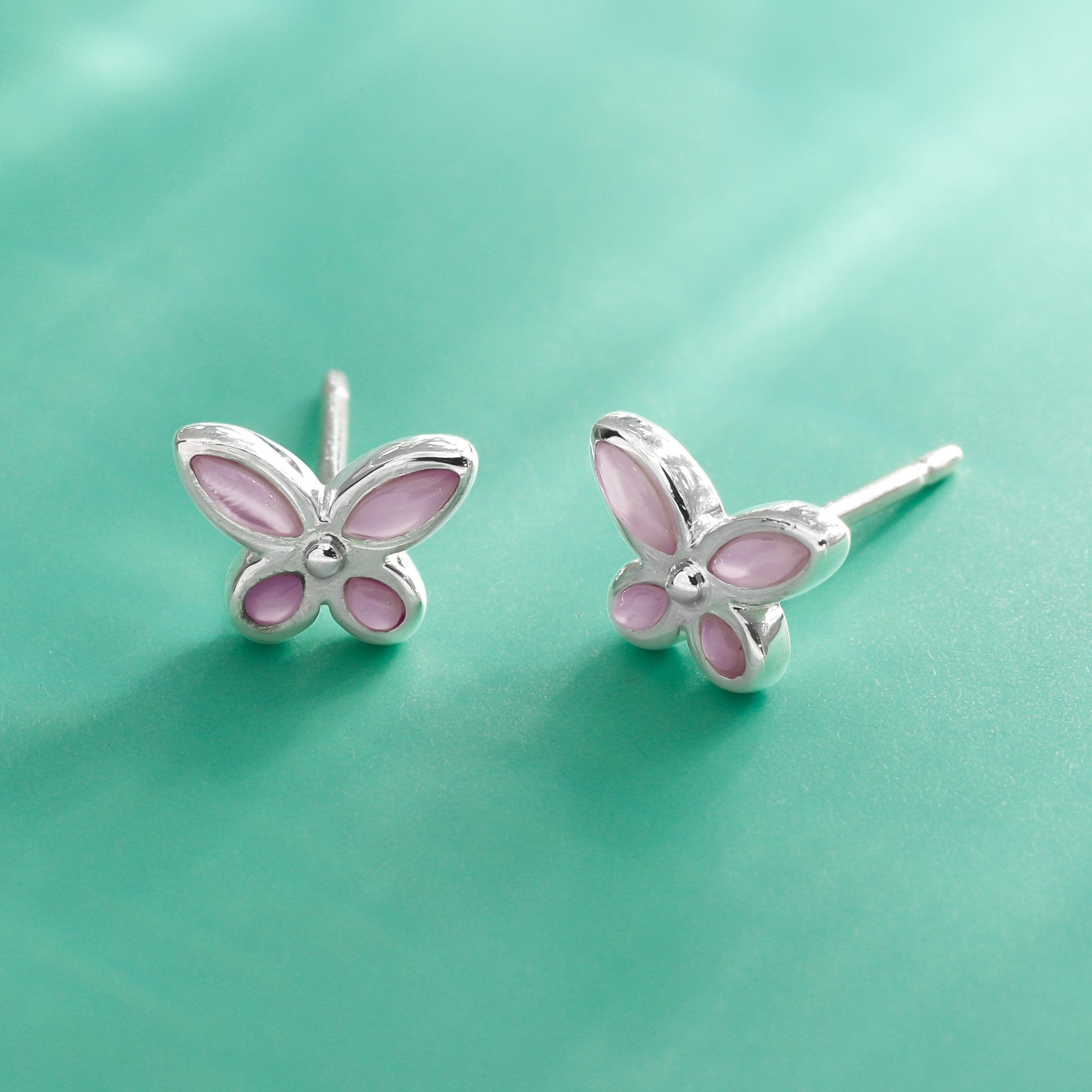 Boma Jewelry Dainty Pink Shell Butterfly Studs