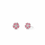 Boma Jewelry Pink Sakura Flower Earring Studs with Stone