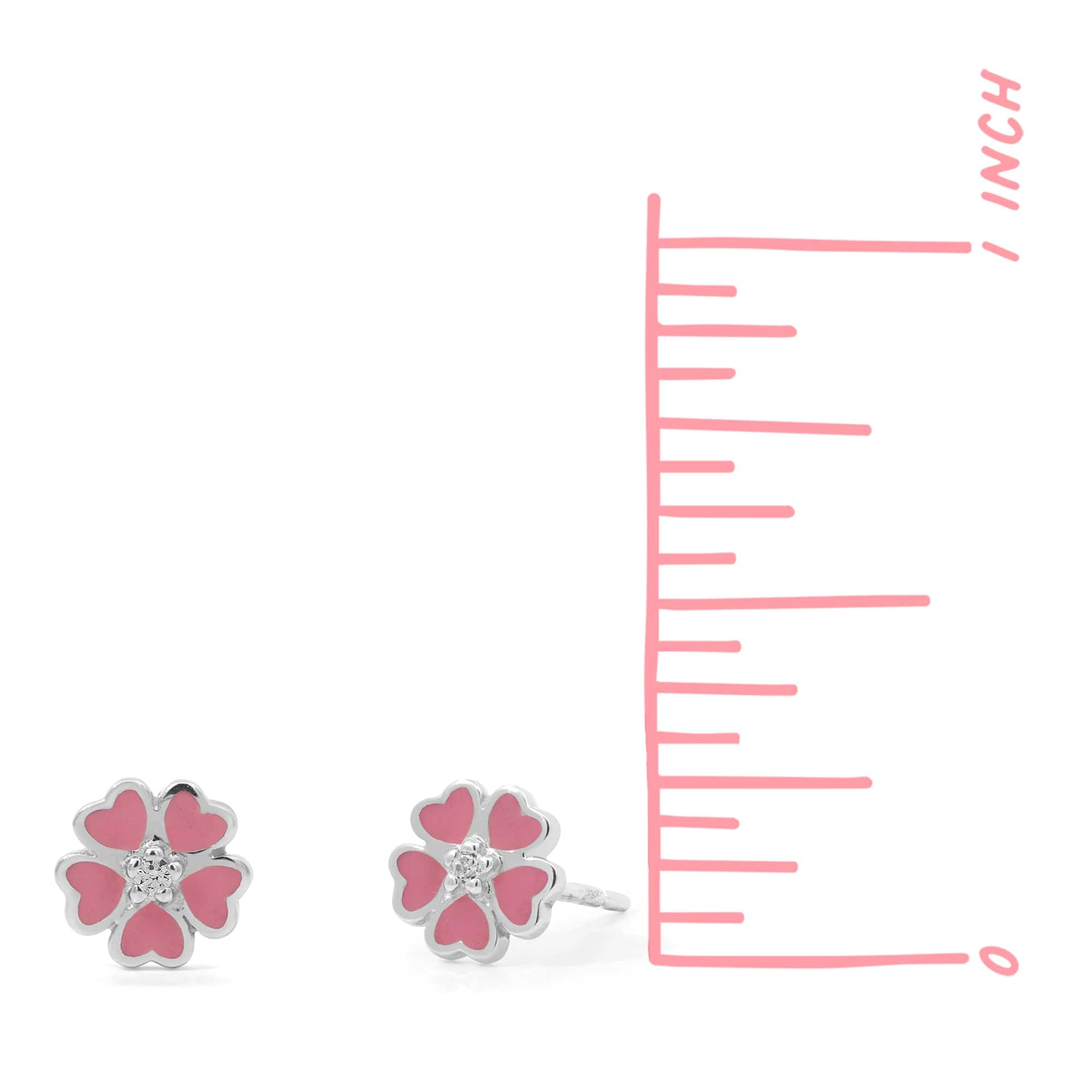 Boma Jewelry Pink Sakura Flower Earring Studs with Stone