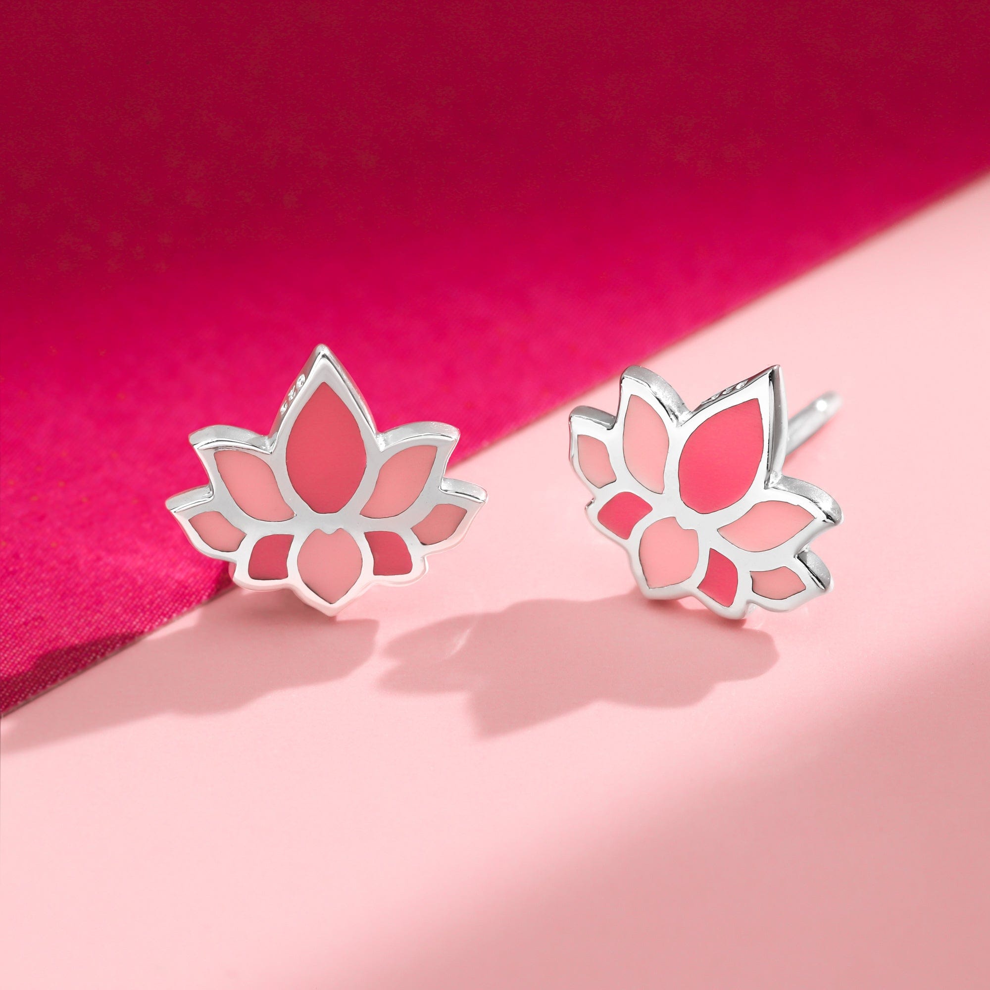 Boma Jewelry Pink Lotus Flower Earring Studs