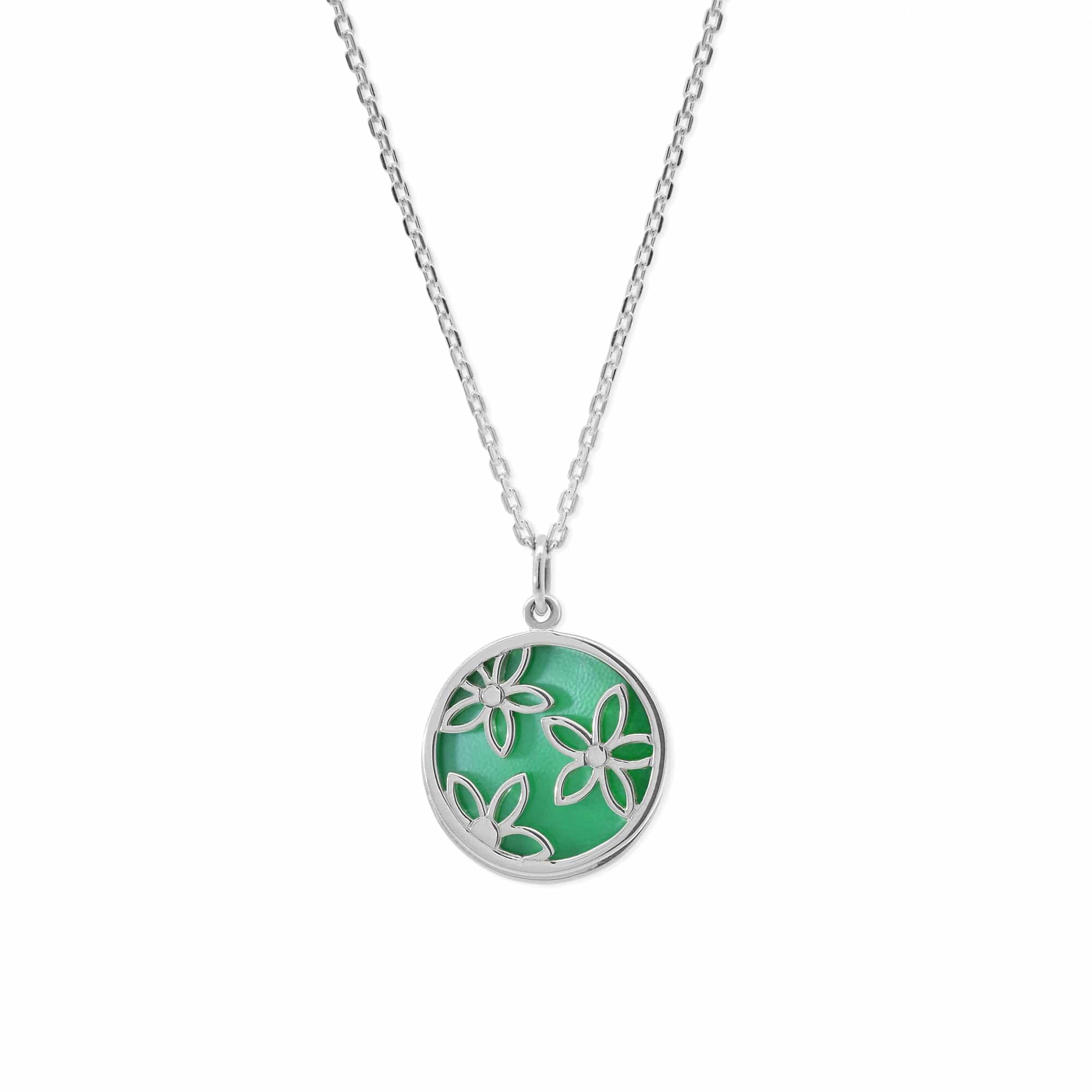 Boma Jewelry Daisy Flower Pendant with Sliding Green Mother of Pearl Stone Pendant Necklace