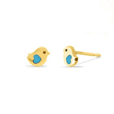 Boma Jewelry Little Bird Heart Stud Earrings with stone