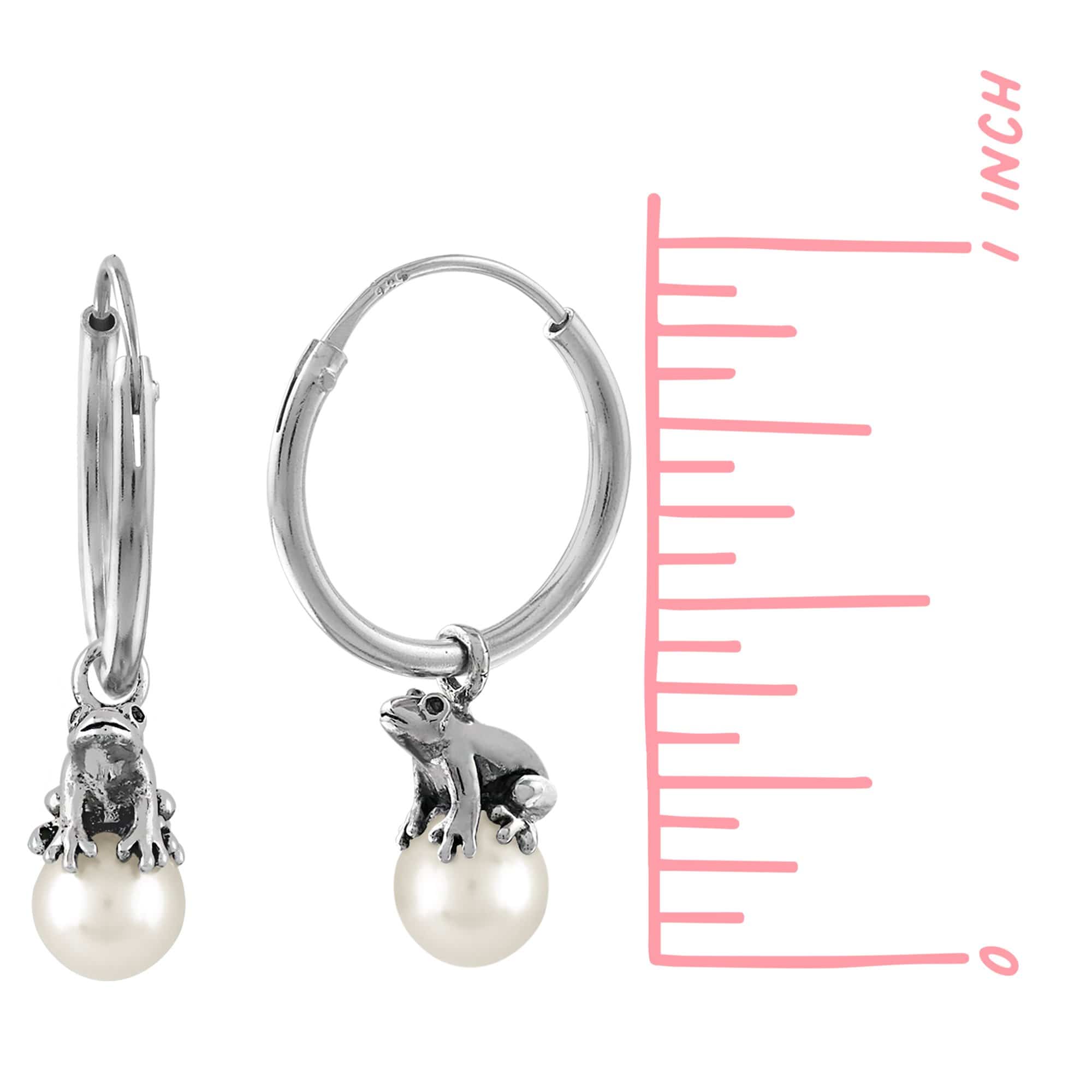 Boma Jewelry Earrings Frog on a Pearl Hoops