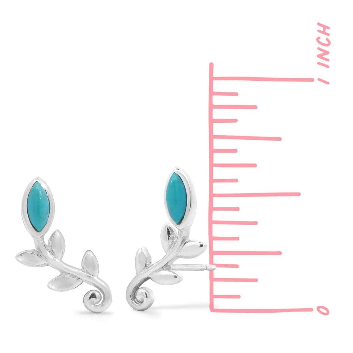 Boma Jewelry Earrings Leaf Branch Stud Earrings with Turquoise