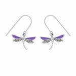 Boma Jewelry Earrings Purple Dragonfly Dangle Earrings with Enamel