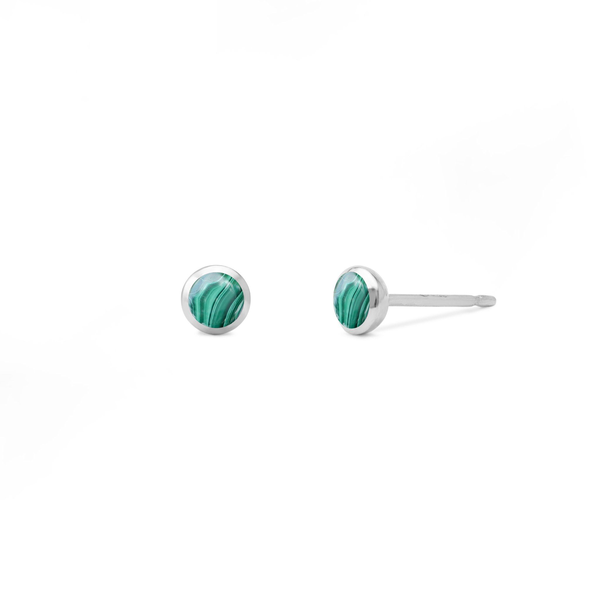 Boma Jewelry Earrings Sterling Silver with Malachite +Belle Mini Stone Studs