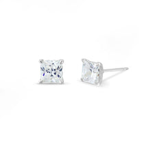 Boma Jewelry Earrings sterling silver with white topaz Belle Princess Cut Studs