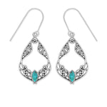 Boma Jewelry Earrings Turquoise Bohemian Filigree Dangle Earrings with Marquise Stone