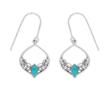 Boma Jewelry Earrings Turquoise Bohemian Filigree Vine Dangle Earrings with Stone