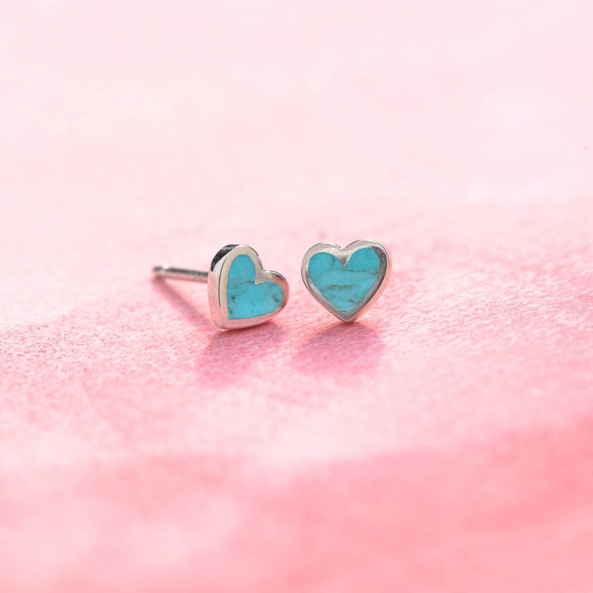 Boma Jewelry Earrings +Turquoise heart stud earring, sterling silver_Archived