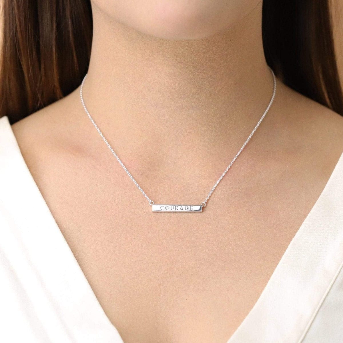 Boma Jewelry Necklaces Courage Horizontal Sterling Silver Bar Necklace