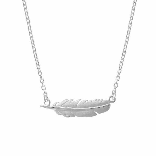 Sterling hotsell Silver Sideways Feather Necklace / Bar